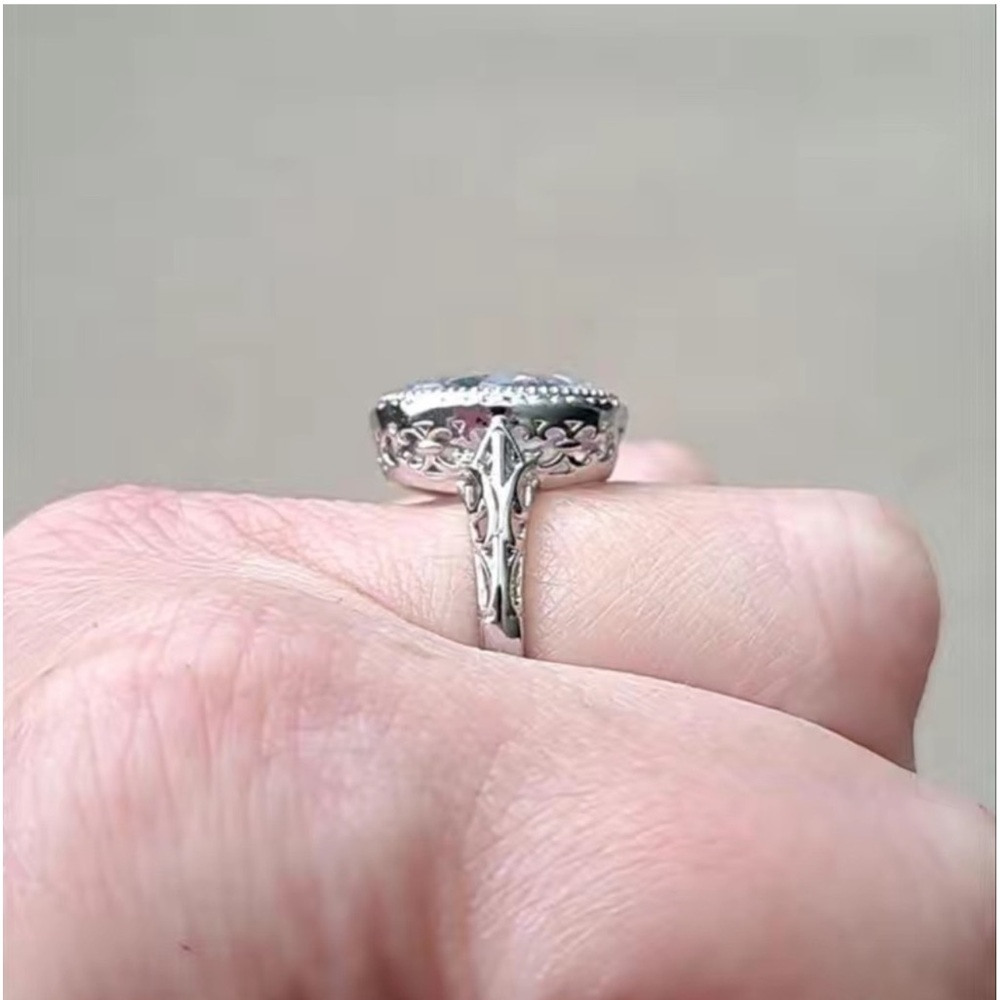 New S925 Sterling Silver Handmade Tanzanite Zoisite Crystal Celtic Floral Ring - Picture 13 of 16